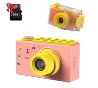 ShinePick ShinePick - Cámara impermeable para niños, mini cámara con tarjeta TF/zoom digital 4X / 8MP / pantalla LCD de 2 pulgadas para niños (rosa)