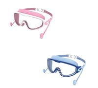SHINER 2 Pcs Gafas de Natación, Antivaho de Visión Clara, Protección UV, Ajuste Rápido, Junta de Silicona, Unisex Montura Grande Gafas Natacion Niño de 3 a 14 Años (Rosa Blanco y Maca Azul)