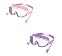 SHINER 2 Pcs Gafas de Natación, Antivaho de Visión Clara, Protección UV, Ajuste Rápido, Junta de Silicona, Unisex Montura Grande Gafas Natacion Niño de 3 a 14 Años (Rosa Blanco y Rosa Morado)