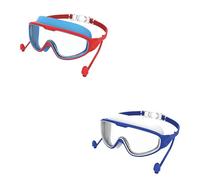 SHINER 2 Pcs Gafas de Natación, Antivaho de Visión Clara, Protección UV, Ajuste Rápido, Junta de Silicona, Unisex Montura Grande Gafas Natacion Niño de 3 a 14 Años (Rojo Azul y Azul)