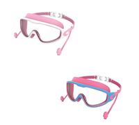 SHINER 2 Pcs Gafas de Natación, Antivaho de Visión Clara, Protección UV, Ajuste Rápido, Junta de Silicona, Unisex Montura Grande Gafas Natacion Niño de 3 a 14 Años (Pink White & Blue Pink)