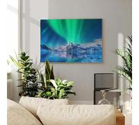 SHINERING Islandia Aurora Boreal Paisaje Luces Polares Del Norte Póster De Naturaleza Impresiones Lienzo Pintura Arte Pared Cuadro Decoración Del Hogar A1 60X80Cm Sin Marco