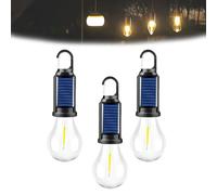 Shineshore Solar Rechargeable Hooked Camping Light, 2025 New Outdoor Waterproof Solar Tent Lights USB Rechargeable Led Camping Lantern with Clip Hook for Fishing, Decorations Hanging (Spherical*3)