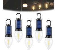 Shineshore Solar Rechargeable Hooked Camping Light, 2025 New Outdoor Waterproof Solar Tent Lights USB Rechargeable Led Camping Lantern with Clip Hook for Fishing, Decorations Hanging (Conical*5)