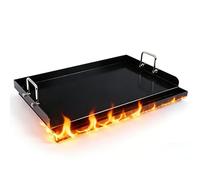 SHINESTAR Plancha de acero al carbono para parrilla de gas, plancha superior plana de 25 x 16 pulgadas, plancha antiadherente con revestimiento de cerámica para estufa, mango plegable y base