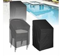 SHINETEC Funda para Silla apilable para Patio, Silla apilable para Piscina de jardín, Protector Impermeable para Muebles para 4-6 Pilas de taburetes, 88 cm de Largo x 66 cm de Ancho x 117 cm de Alto
