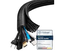 shinfly 10m-13mm Manguito de Cable Auto-Cierre Recoge Cables Cubre Cables Organizador Cables Funda Cables para Computadora PC Automotriz, Negro