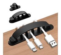 shinfly 10Pcs Clips Organizador de Cables Autoadhesivo, Clips Cable Management, Gestión de Cable Eléctrico para Cable de USB, TV, Cargador, Abrazadera de Alambre para Mesa, Coche, Negro