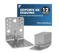 shinfly 12 conectores angulares de 105 x 105 x 90 mm, espesados, grosor 2,5 mm, ángulo de metal de 90 grados, galvanizado, ángulo de metal en L, para muebles, silla, mesa, ventana, soporte de ángulo