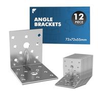 shinfly 12 soportes angulares (72 x 72 x 55 x 2,5 mm), soportes en L de acero galvanizado, conector de metal resistente de 90° para fijaciones de muebles