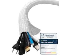 shinfly 6m-13mm Manguito de Cable Auto-Cierre Recoge Cables Cubre Cables Organizador Cables Funda Cables para Computadora PC Automotriz, Blanco