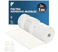shinfly Almohadillas Fieltro Adhesivo Muebles de 4mm | Protector Patas Muebles | Fieltro Autoadhesivas (100 * 10cm + 100 * 5cm + 100 * 2cm) | Antideslizante Protector Patas Sillas | Blanco