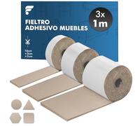 shinfly Almohadillas Fieltro Adhesivo Muebles de 4mm | Protector Patas Muebles | Fieltro Autoadhesivas (100 * 10cm + 100 * 5cm + 100 * 2cm) | Antideslizante Protector Patas Sillas | Marrón