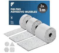 shinfly Almohadillas Fieltro Adhesivo Muebles de 4mm | Protector Patas Muebles | Fieltro Autoadhesivas (100 * 10cm + 100 * 5cm + 100 * 2cm) | Antideslizante Protector Patas Sillas | Gris