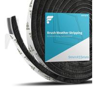 shinfly Burletes Ventana Corredera, Adhesivo 9mm(W) X 15mm(D) X 5M(L) Burlete Cepillo para Puerta Corredera Ventana y Persiana, Burlete para Aislamiento Viento Frío, Ruido y Polvo(Negro,5 Metros)