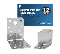shinfly Conector angular, 12 unidades, 72 x 72 x 55 mm, espesado, grosor 2,5 mm, ángulo de metal de 90 grados, galvanizado, ángulo de metal, pinzas L, para muebles, sillas, mesas, ventanas, soportes