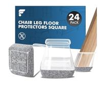 shinfly Fundas para patas de silla cuadradas, 24 unidades, silicona, tapas protectoras para patas de silla, almohadillas de fieltro para sillas y protección del suelo, patas inclinadas de silla