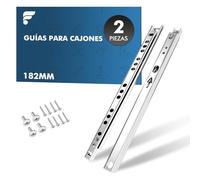 shinfly Juego de 2 guías para cajones, 182 mm, rodamientos de bolas para ranura de 17 mm, rieles de cajones, silenciosos y resistentes, incluye material de montaje