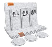 shinfly Manteles Individuales Filz Juego de 18, Lavables, Antideslizantes, Resistentes al Calor Salvamanteles Individuales (44 x 33cm) - Gris Claro