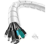shinfly Organizador de Cables, Blanco, 20m (2x10m), Diámetro: 22+28 mm, Cubre Cables con Herramienta Guía, para Ocultar Cables de TV y PC