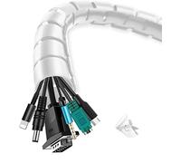 shinfly Organizador de Cables, Blanco, 3m (2x1.5m), Diámetro: 16+22 mm, Cubre Cables con Herramienta Guía, para Ocultar Cables de TV y PC