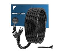 shinfly Organizador de Cables en Espiral,Set 2×6 m (6m Ø8 mm + 6m Ø10 mm) con 10 sujeta Cables,gestión de Cables para TV/PC/Escritorio,Color Negro