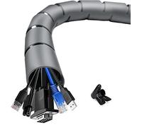 shinfly Organizador de Cables, Gris, 3m (2x1.5m), Diámetro: 16+22 mm, Cubre Cables con Herramienta Guía, para Ocultar Cables de TV y PC