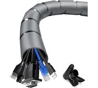 shinfly Organizador de Cables, Gris, 6m (2x3m), Diámetro: 22+28 mm, Cubre Cables con Herramienta Guía, para Ocultar Cables de TV y PC