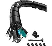 shinfly Organizador de Cables, Negro, 3m (2x1.5m),Diámetro 16+22 mm, Cubre Cables con Herramienta Guía, 20 Bridas, 5 Clips de Fijación, para Ocultar Cables de TV y PC