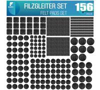 Shinfly - Patines para muebles (156 piezas, negro, autoadhesivos, patines de fieltro de protección para parquet, 3 mm de grosor, almohadillas de fieltro para muebles,