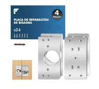 shinfly Placa de Reparación de Bisagra, Kit de Reparación de Bisagra Engrosado (4 Piezas), Acero Inoxidable, con 24 Tornillos - Para Reparar Puertas de Gabinetes, Armarios y Estanterías