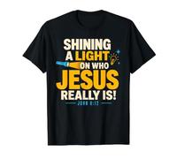 Shining A Light On Who Jesus Bible Christian Verse Quote Camiseta gráfica económica, Hombre, Negro, L