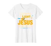 Shining A Light On Who Jesus Bible Christian Verse Quote Camiseta gráfica económica, Mujer, Blanco, XS