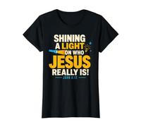 Shining A Light On Who Jesus Bible Christian Verse Quote Camiseta gráfica económica, Mujer, Negro, L