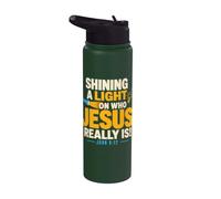 Shining A Light On Who Jesus Bible Christian Verse Quote Stainless Steel Insulated Water Bottle