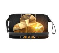 Shining Ace of Clubs - Bolsa de cosméticos de doble capa para mujeres y niñas, neceser de viaje, bolsa organizadora de maquillaje con compartimento para cepillos, multicolor, 27x15x14 cm/10.6x5.9x5.5