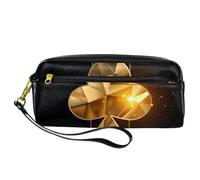 Shining Ace of Clubs - Estuche para bolígrafos y tarjetas de póquer, de piel sintética, con cremallera, para niños y niñas, suministros escolares y de oficina