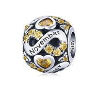 Shining Charm - Colgante para pulseras de plata de ley 925 con símbolo infinito y corazón, regalo de cumpleaños para mujeres y niñas, Plata de ley Zirconia cúbica, Cubic Zirconia