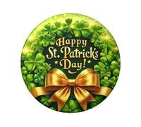 Shining-Clover-St. Patrick'S - Botones laminados de 6 cm, paquete de 5, insignias redondas con acabado brillante y cierre seguro
