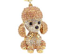 Shining crown Perro lindo llavero de diamantes de imitación para las mujeres, brillante aleación de bolsa de decoración colgante, llavero del coche del encanto