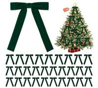 Shining She 30 lazos verdes de Navidad, lazo de terciopelo verde, lazos de Navidad, decoración navideña para lazos, árbol de Navidad, regalos, paquete de regalo de Navidad, ancho 2,5 cm
