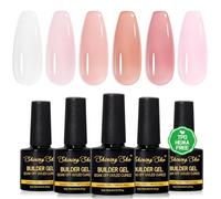 Shining She 8 in 1 Builder Gel Uñas sin TPO sin HEMA, 6 Colores Clásico Nude Rosa Clear Gel Constructor Uñas Soak Off UV/LED Pintauñas Semipermanentes para Extensión Refuerzo de uñas,8ML