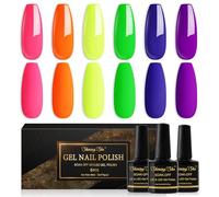Shining She Esmalte Semipermanente Neon,Rosa Naranja Amarillo Verde Azul Morado,6 Colores Clásico Verano Kit Pintauñas Semipermanentes Uñas de Gel UV LED para Novato Nail Art,8ML