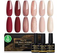 Shining She Esmaltes Semipermanentes sin TPO sin HEMA de Uñas en Gel UV LED, 6 Colores Rojo Rojo-Marrón Nude RojizoRosa Glitter Beige Pintauñas Semipermanentes para Novato Art DIY, 8ML