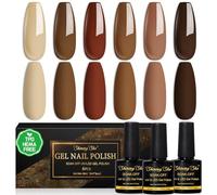 Shining She Esmaltes Semipermanentes sin TPO sin HEMA de Uñas en Gel UV LED, 6 Colores Serie Marrón Caramelo Marrón Rojizo Pintauñas Semipermanentes para Novato Otoño e invierno Art DIY, 8ML