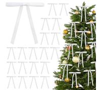 Shining She - Nudos de terciopelo de Navidad, 30 piezas, color blanco y Navidad, lazo de árbol de Navidad, adornos de árbol de Navidad, decoraciones de boda, celebraciones, embalajes de regalo