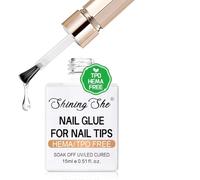 Shining She Pegamento Uñas Postizas, TPO Free HEMA Free, 1 PCS Extra Fuerte Nail Glue para Claro Tips Uñas &Uñas A Presión Curar UV/LED Duradera Fácil de Usar, 15ML