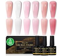 Shining She Pintauñas Semipermanentes sin TPO sin HEMA, 6 Colores Jelly Transparente Beige Nude Blanco Rosa Pastel Durazno Soak Off UV/LED Esmaltes Semipermanentes para Novato Nail Art DIY, 8ML