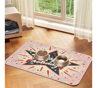 Shining Star - Tapete de comida para mascotas de 23.6 x 15.7 pulgadas, absorbente, antideslizante, de piel sintética, tapete de alimentación para perros, gatos, parte inferior de goma, de secado