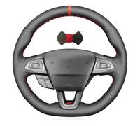 Shining wheat Funda de cuero negro para volante para Ford Focus ST | RS 2015-2018/Focus ST RS (línea roja marca roja)